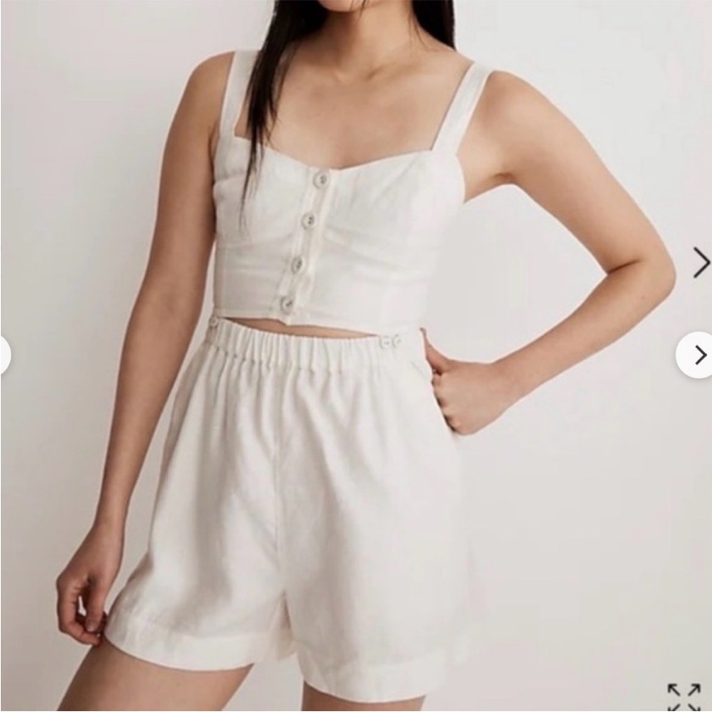 Madewell Cream Linen Romper